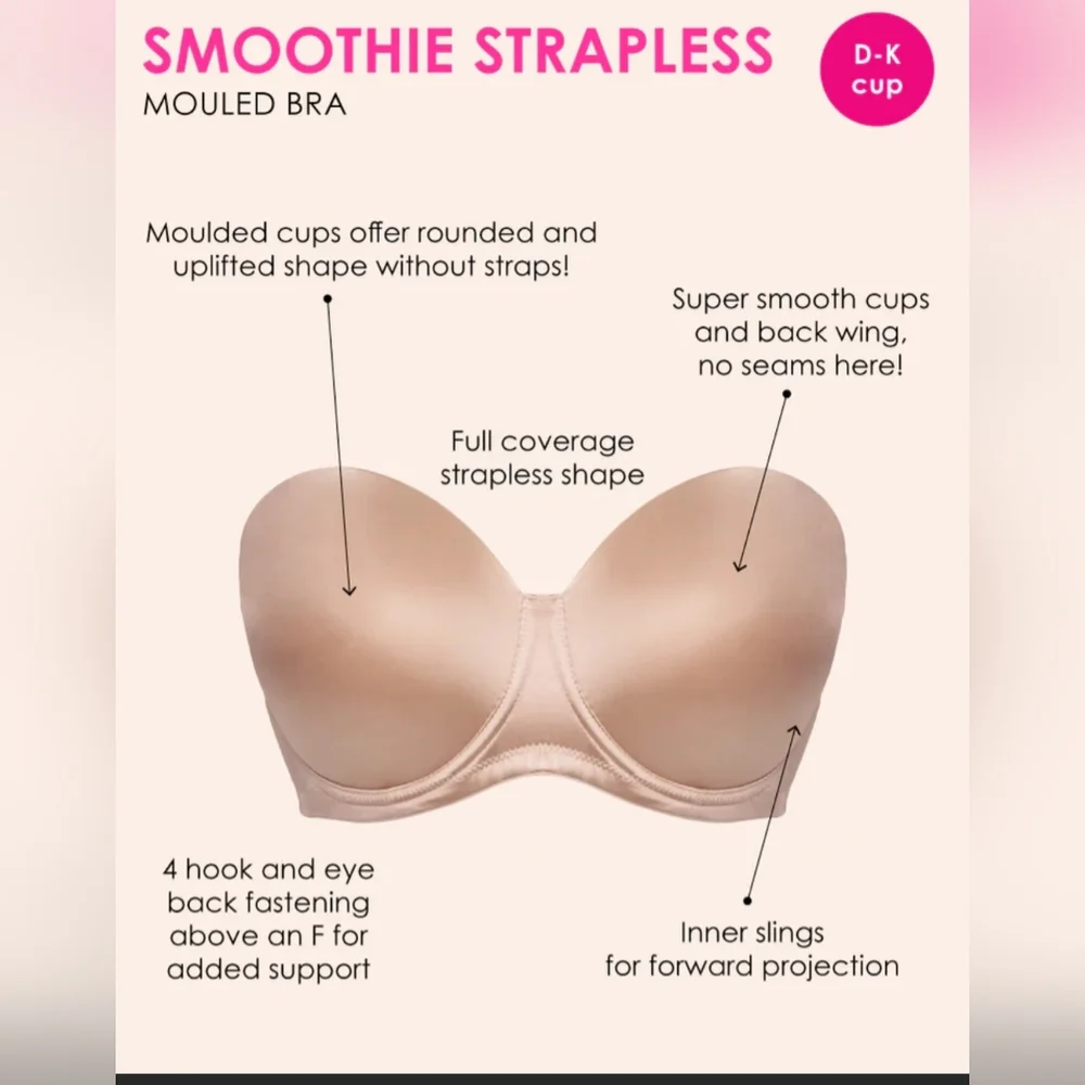 NEW Curvy Kate Smoothie Strapless Bra Sz 38G (UK 38F) In Latte Beige - Picture 3 of 8